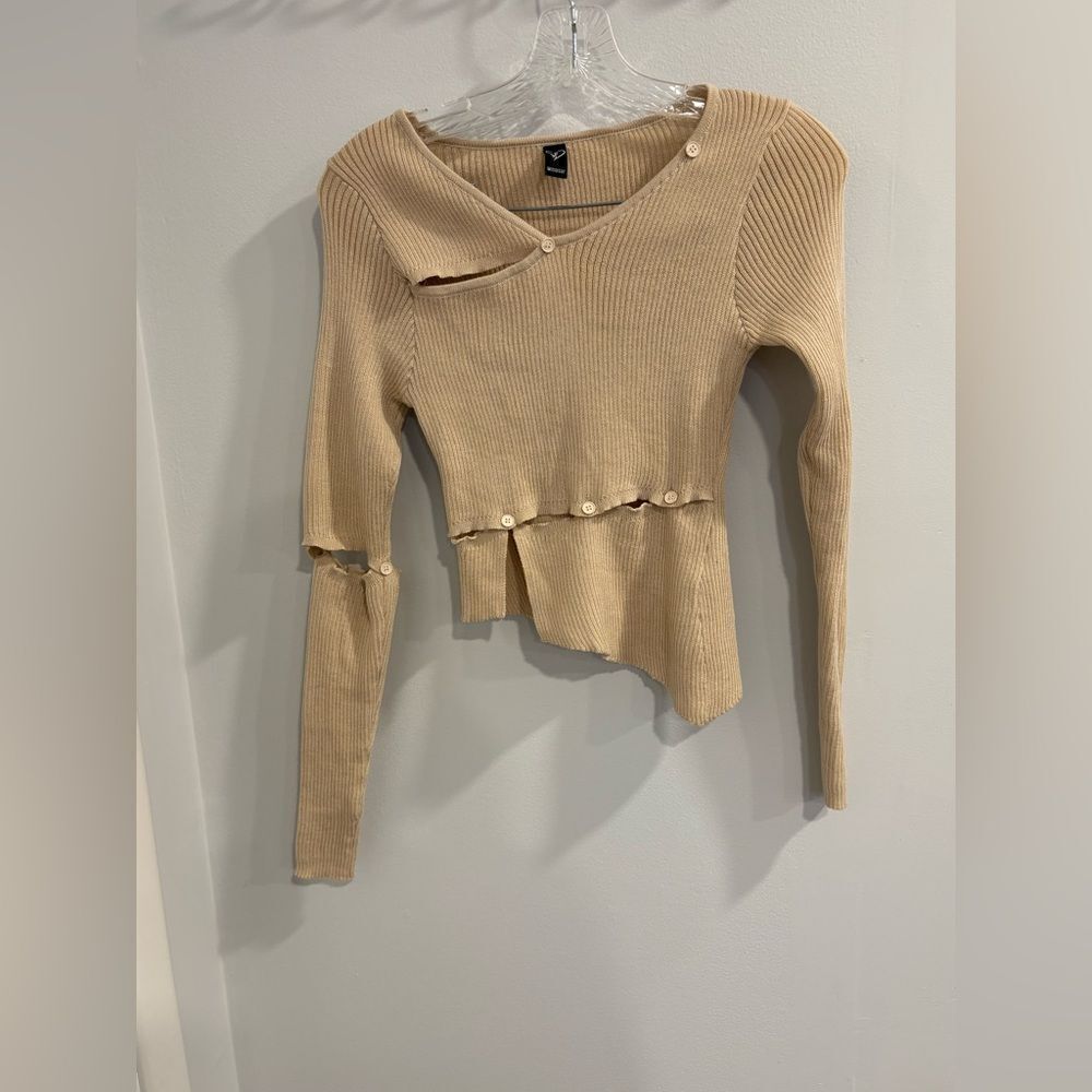 Windsor Beige Asymmetrical Sweater Cardigan